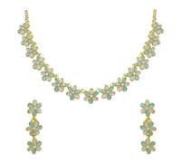 Set collana girocollo classica con pietre brillanti per le donne - oro