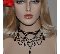 SET Collana Gothic E Orecchini Choker Perle Collana Tradizionale Nera CS3