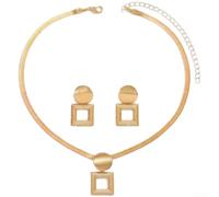 Set Collana Orecchini Donna Geometrico Placcato Oro(Gold-square)