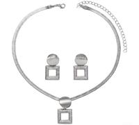 Set Collana Orecchini Donna Geometrico Placcato Oro(Silver-square)