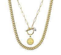 Set Collane Makani PURELEI® (oro), Multistrato collane da donna in acciaio inossidabile, Gioielli waterproof di tendenza con pendente e perla, lunghezze regolabili 40/55 cm (Oro)