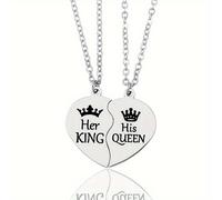 Set collane romantiche in due parti per Re e Regina, collana minimalista in acciaio inossidabile KING QUEEN
