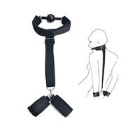 Set Collare Costrittivo con Morso Bavaglio con Cinghia e Manette Dietro Bondage