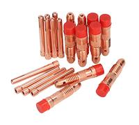 Set Collettori TIG in Rame per Torcia WP17 WP18 WP26 10 Pezzi Collet e 10 Raccordi per Saldatura ad Argon