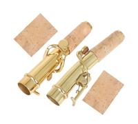 Set Colli per Sassofono Soprano in Ottone, Curvo e Dritto | Fogli in Sughero, per Pratica e Riparazione, Colore Oro, per Bocchini e Ricambio