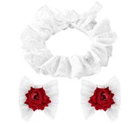 Set Collo Polsini Clown Halloween Pizzo Staccabile Jester Cosplay Accessori | Volant in pizzo e polsini staccabili. Perfetti per cosplay, feste e spettacoli teatrali da donna