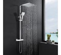 Set colonna doccia quadra con miscelatore termostatico soffione e doccetta in abs 1 getto