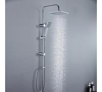 Set colonna doccia quadra cromata con doccetta e soffione in abs 1 Getto