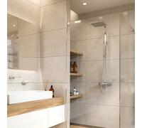 Set colonna doccia quadra cromo in acciaio inox con soffione doccetta 1 getto e miscelatore termostatico abs star mix 01