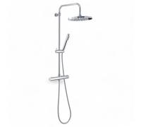 Set colonna doccia tondo cromo con miscelatore termostato soffione 1 getto e doccetta 28x50x85-126 cm