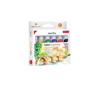 Set Colori a Base d’Acqua 6 Tubetti da 12ml - Pittura Acquerello Brillante e Trasparente, Colori Vivaci ad Alta Resa Cromatica, Flusso Uniforme e Regolare - Ideali per Scuola, Studio e Hobby Creativi
