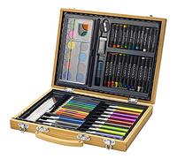 Set Colori di 67 Pezzi con Valigetta in Legno Matite Colorate Pastelli ad Olio e Cera Pennarelli Acquerelli Tavolozza Gomma Colla Temperamatite