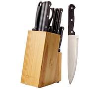 SET COLTELLI 14 PEZZI NERO INCLUSO CEPPO LAME ACCIAIO INOX MANICO ERGONOMICO CUC