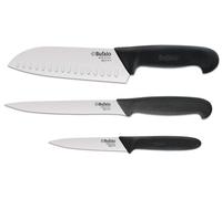 Set Coltelli 3 Pezzi per Tritare Sfilettare e Spelucchino Bufalo Kit Chef Manico Nero