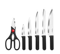 Set Coltelli 7 pezzi con Blocco Portacoltelli e Forbici Manici Ergonomici
