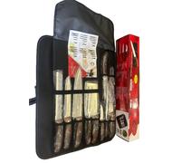 Set coltelli 9 pezzi con manici in legno e astuccio salva spazio