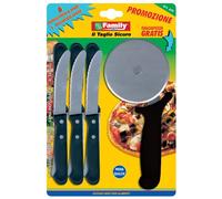 SET COLTELLI ACCIAIO INOX 7 PEZZI CON TAGLIA PIZZA MADE IN ITALY