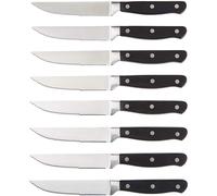 SET COLTELLI CARNE 8 PEZZI ACCIAIO INOSSIDABILE NERO MANICO ERGONOMICO AFFILATI