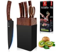 Set Coltelli da Cucina Professionali 7 Pezzi con Blocco Integrato | Coltelli da Cucina per Uso Domestico, Lame Acciaio Inossidabile Ultra Affilate e Manici Ergonomici Antiscivolo