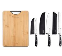 MasterPRO by Carlo Cracco - Set Coltelli da Cucina 3pz in acciaio inossidabile di altissima qualità a doppia forgiatura con tagliere in bamboo impermeabile