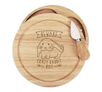 Set Coltello Tagliere Formaggio In Legno Crazy Rabbit Boy Funny Bunny