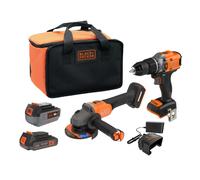 Set combinato BLACK+DECKER 18V trapano avvitatore a impulsi e levigatrice BCK24D1M1SB