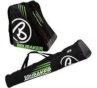 Set combinato Brubaker Davos - borsa per sci e borsa per scarponcini da sci, per 1 paio di sci + racchette + scarpe, nero / verde, 170 cm
