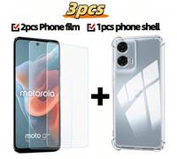Set combinato da 3 pezzi, 2 pellicole protettive per schermo, 1 custodia per telefono, compatibile con Moto G52/E32/E22i/Edge 30 Neo/Moto G82/Moto G10/G45/Moto E6s/E30/G20/E30/E14/G24 POWER/G30/E40/G3