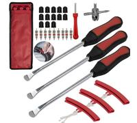 Set Combinato da 30 Pezzi di Leve Smontagomme Strumenti per il Montaggio di Pneumatici per Moto, Biciclette e Scooter Leve Smontagomme (a Cucchiaio) con Leve Portatili e 9 Protezioni per Cerchi