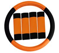 Set combinato di coprivolante universale FH Group Modernistic e cuscinetti per cintura di sicurezza, adatto alla maggior parte delle auto SUV, ar