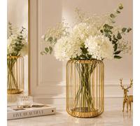 Set combinato dorato di vasi idroponici, portafiori trasparente a forma di lanterna creativa Lord Stage, vaso vintage con fiori secchi artificiali a forma di ferro di cavallo, decorazione per la stanz