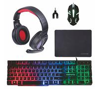 Kooper Set Gaming 5-in-1 – Tastiera, Mouse, Tappetino, Cuffie con microfono, Sdoppiatore