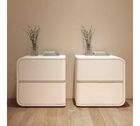 Set comodino moderno e minimalista, design a doppio cassetto con binari a tre sezioni, finitura in ecopelle, ideale per camera da letto e ufficio