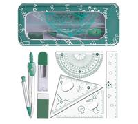 Set compasso e goniometro 8 pezzi righello infrangibile con scatola | Scatola geometrica matematica per bambini, ragazzi, ragazze, studenti, università, matricola, liceo, ragazzi, ragazzi