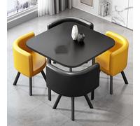 Set compatto in metallo con tavolo e sedie per sala da pranzo, balcone, ufficio, design moderno, salvaspazio, 80 cm, perfetto per la casa e la sala pausa (giallo)