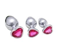 Set Compatto Portatile In Acciaio Inox Lucido E Liscio Con Gemma A Forma Di Cuore Accattivante, Regalo Per Coppie - Y2 (Rosso Rosa)
