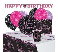 Set Compleanno Brillanti Festeggiamenti Rosa