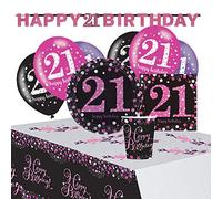 Set Compleanno Brillanti Festeggiamenti Rosa 21 Anni