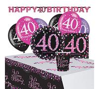 Set Compleanno Brillanti Festeggiamenti Rosa 40 Anni