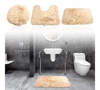 Set Completo 3 Pezzi Tappeto Bagno in Ciniglia con Design di Sicurezza Antiscivo