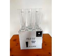 Set Completo 6 Bicchieri Di Vetro Pubblicitari Birra Italiana Menabrea Biella IT