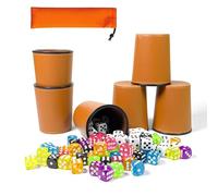 Set Completo 6 Bicchieri per Dadi + 72 Dadi da Gioco + Sacca Impermeabile | Shaker Dadi Silenzioso per Giochi da Tavolo, Ideale per Giochi di Bar, Viaggi, Famiglie