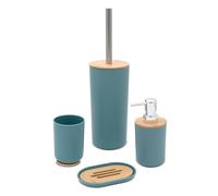 Set completo accessori bagno da appoggio acquamarina in abs e bamboo Surf