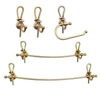 Set completo Accessori Bagno Stile Classico 5 Pezzi Ottone Bronzato Nodo porta asciugamani rotolo tovaglia accappatoio annodato a mano alta qualità made in italy