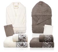 Set Completo Bagno Accappatoio Asciugamani Ferlen Bolivia 8Pz Made In Italy