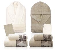 Set Completo Bagno Accappatoio Asciugamani Ferlen Colombia 8 Pezzi Made In Italy