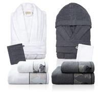 Set Completo Bagno Accappatoio Asciugamani Ferlen Colombia 8 Pezzi Made In Italy