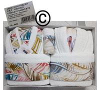 Set Completo Bagno Accappatoio Asciugamani Ferlen Edera 8 Pezzi Made In Italy