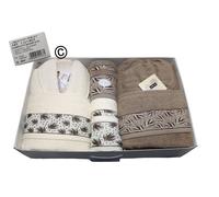 Set Completo Bagno Accappatoio Asciugamani Ferlen Liguria 8 Pezzi Made In Italy