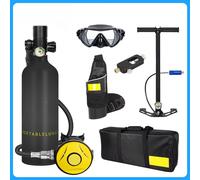 Set Completo Bombola Subacquea Mini da 1L, Bombola d'Aria Portatile ad Alta Pressione 3000 PSI con Pompa Manuale, Serbatoio per Respirazione Subacquea di 15-20 Minuti per Immersioni e Snorkeling
